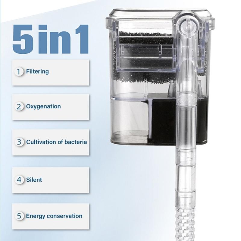 Adjustable Aquarium Filtration System for Quiet Setting in Fish Tanks Adjustable Flowing, Suitable for Home Office Use