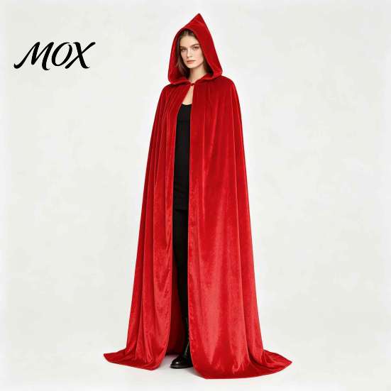 Soft Velvet Cape for Cosplay Unisex Adults Hooded Cloak, Vampire Wizard Cape, Renaissance Halloween Cloak with Hood Medieval Costume Witch Cosplay,