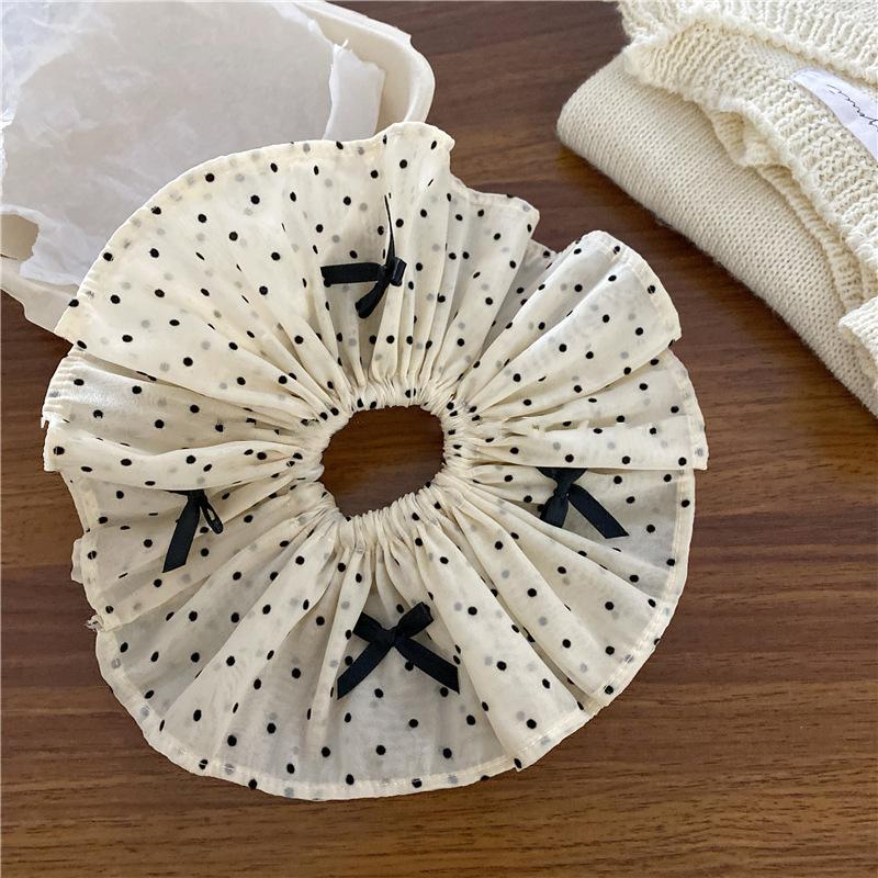 

New black ribbon bow polka dot large intestine hair band women s Korean version sweet headgear hair accessories