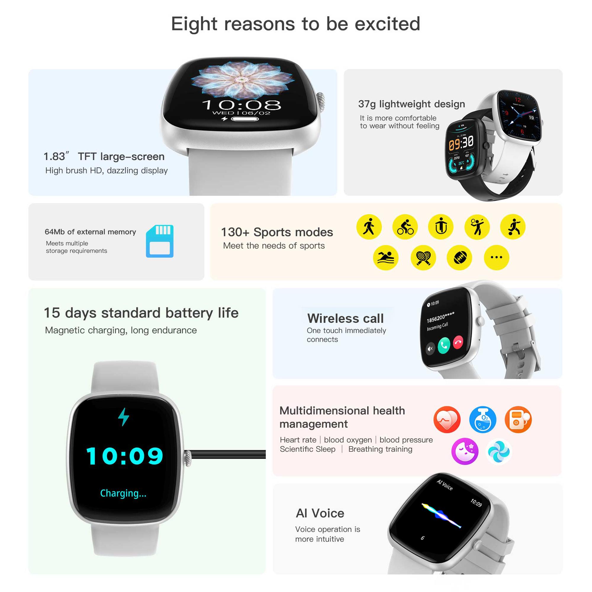 LIGE Новые Смарт-часы Bluetooth с вызовом Full Touch Водонепроницаемый Смарт-браслет — фото 9