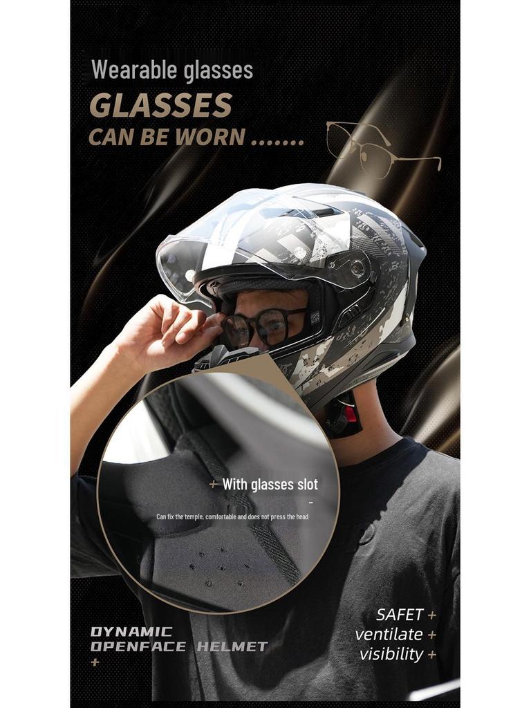 RSV Motorcycle Helmet with Double Visor, Men's Full Face, All-Season, Universal Fit, 3C Certified (Model 939)