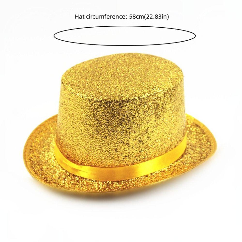 Fashionable Wide Brim Jazz Hat Magician Costume Solid Color Top Hat Multicolor Headwear Glitter Top Hat Holiday