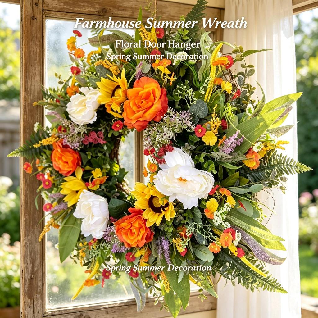 Colorful Eucalyptus Wreath Front Door Hanging Home Decor