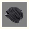 Korean version of alphabet cloth label thickened knitted wool hat women's winter big head circumference pullover hat shows a small face