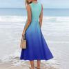 Women Sleeveless Gradient Print Casual Summer Long Dress Scoop Neck Relaxed Fit Lightweight Maxi Dress for Daily Wear
