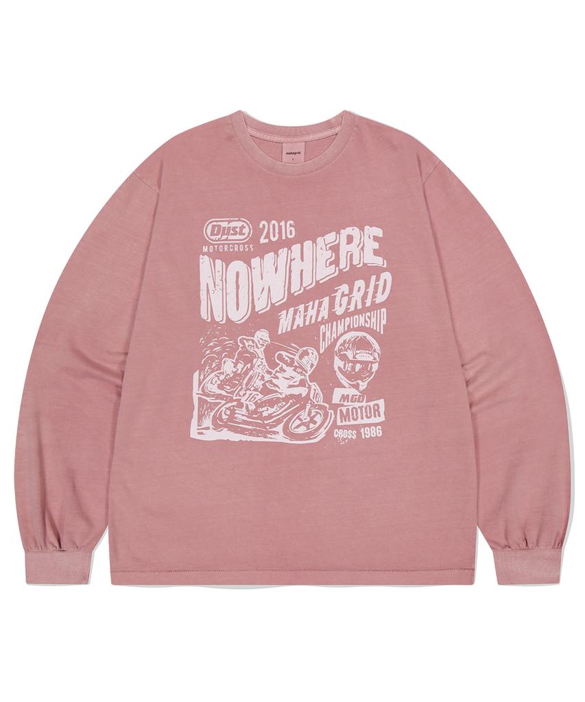 Maha Grid Dust Motorcross Pigment Ls Tee Pink(Mg2Efmt563A)