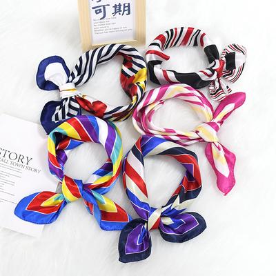 New Fashionable High-End Silk Scarf Square Scarf Chain Simulation Silk 50x50 Small Scarf For Women
