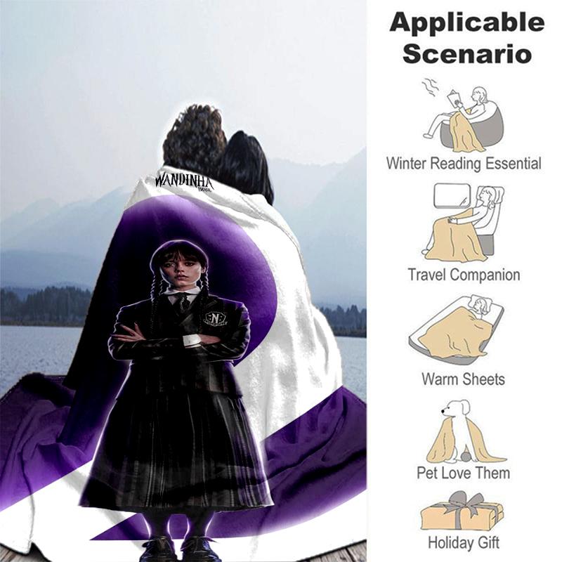 1pc Wednesday Wandinha in a Striped Uniform print blanket soft bedding sofa bedroom home decor Christmas gift q103