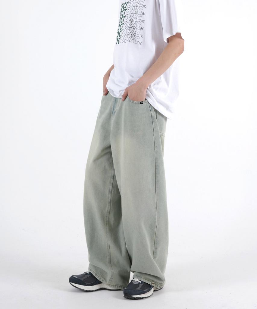 UMM Balloon Fit Snap-Wide Washed Denim Pants 3 Colors
