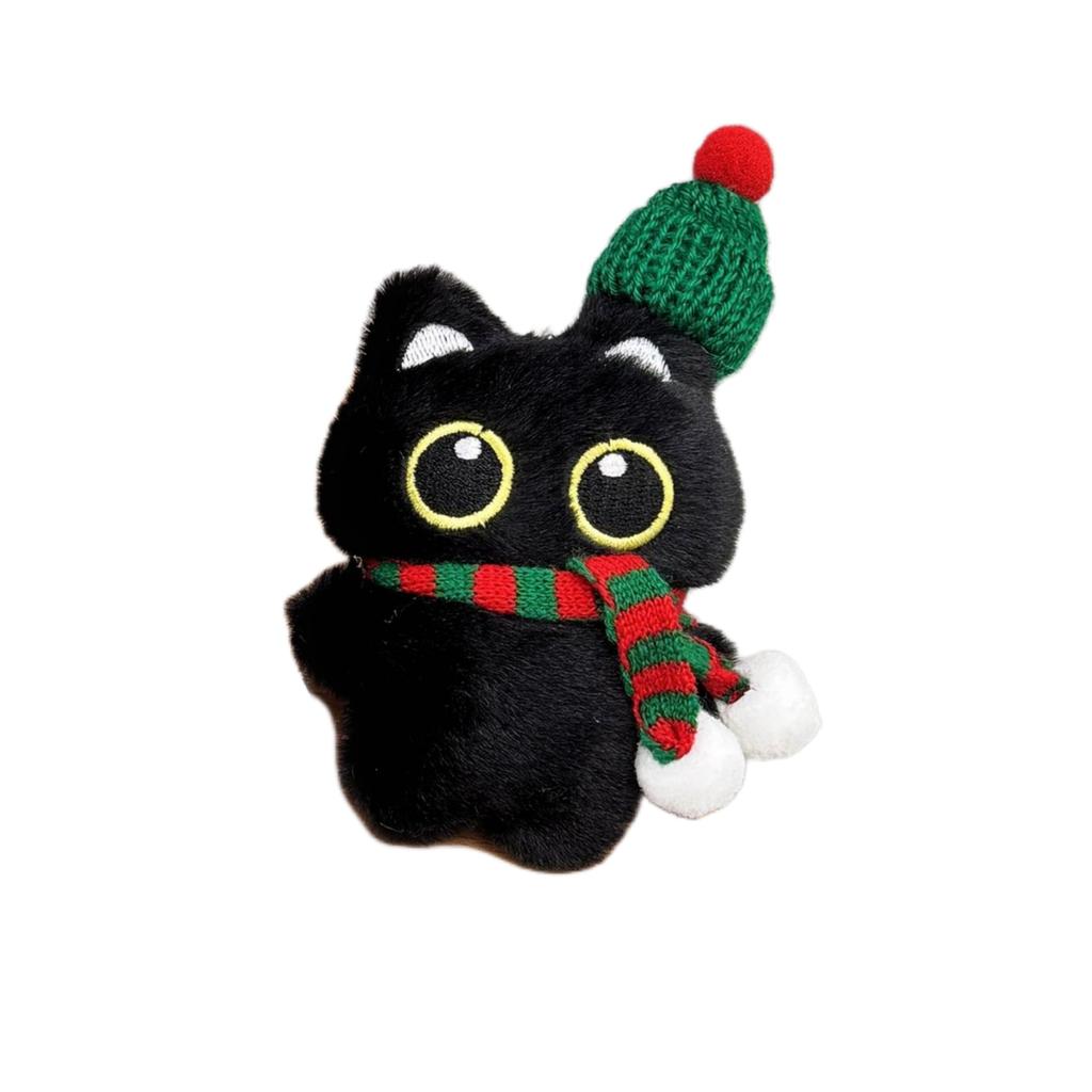 1Pc Cartoon Christmas Plush Black Cat Keychain Backpack Hanging Decoration Kawaii Soft Stuffed Doll Toy Bag Pendant Couples Gift