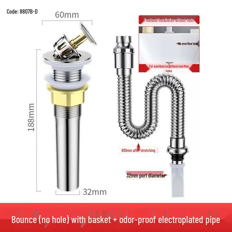 Stainless Steel Pop-up Basin Drain with Anti-Odor Pipe