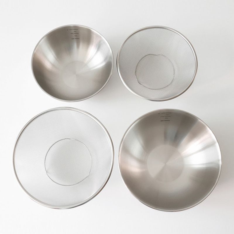 Kamomekitchen kamomekitchen rundes Abtropfsieb-Schüssel-Set komplett aus Edelstahl