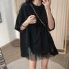 Women's Plus Size Summer Short-Sleeve T-Shirt Loose-Fit Mesh Panel Blouse