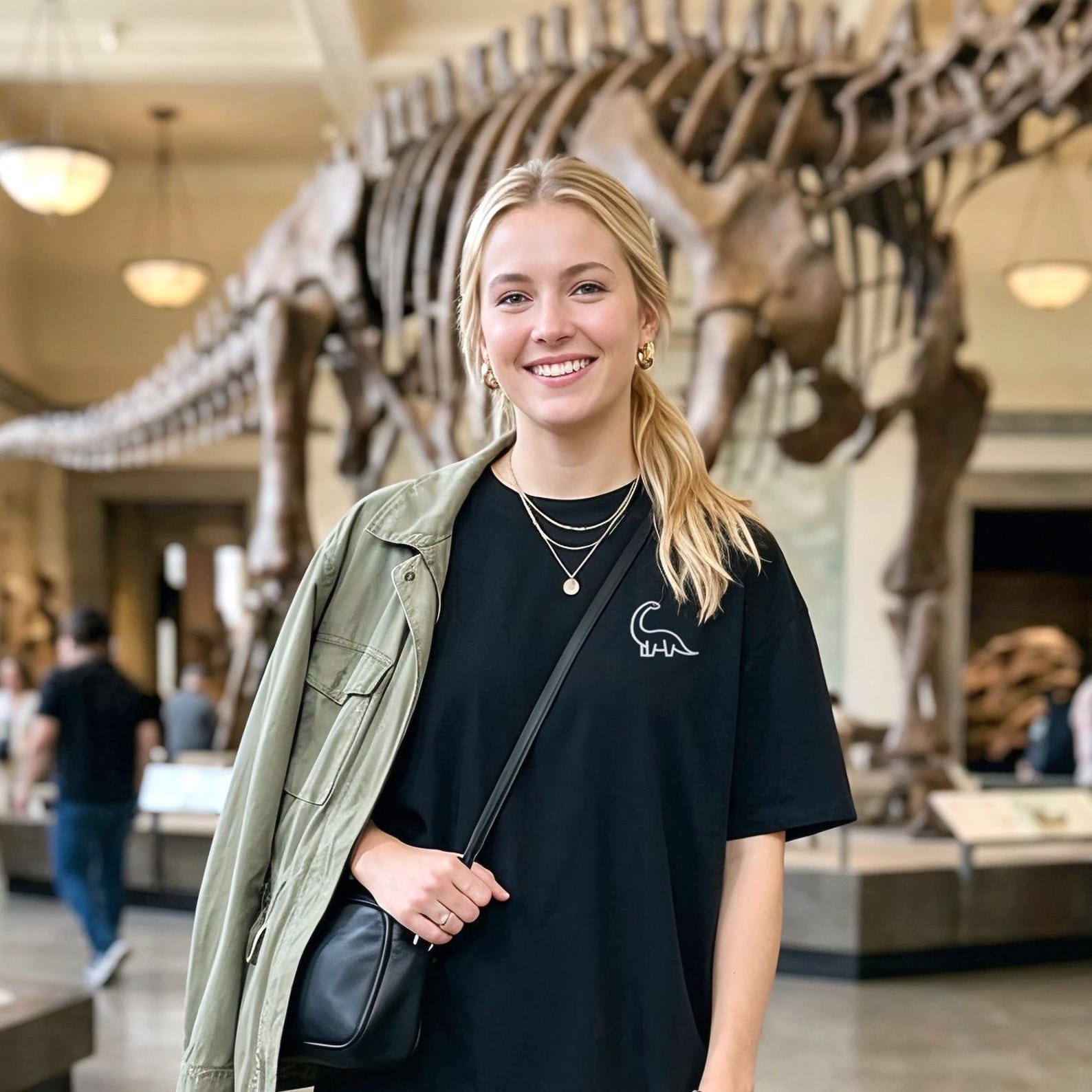 Cute Dinosaur Shirt for Women, T-Rex Pocket Graphic Tee, Diplodocus Tee For Dino Lover, Aesthetic Dinosaur T-Shirt 3XL