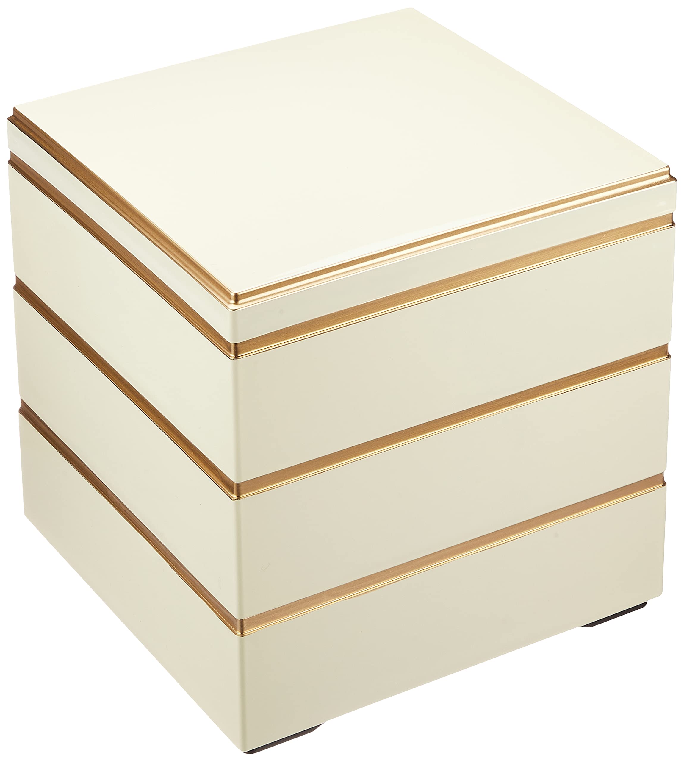 

Wakaizumi Lacquerware, 3-Tiered Jubako Box, 6.5 inches, Kagekura Jyu, Ivory with Gold Rim (Black Interior), H-155-34-A