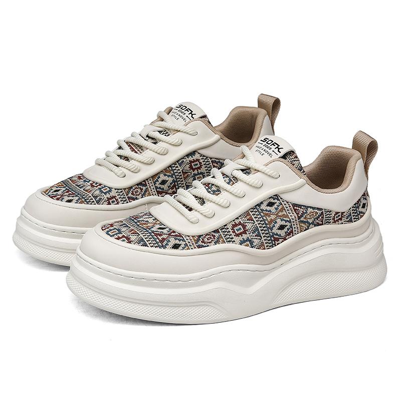 

Fashion New Thick soled Board Shoes Trendy men s personalized design styles Outdoor fashion street walking Youth versatile daily shoes 39 бежевый