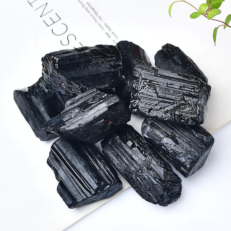 European & American Natural Black Tourmaline Crystal Cluster Ornament Gift