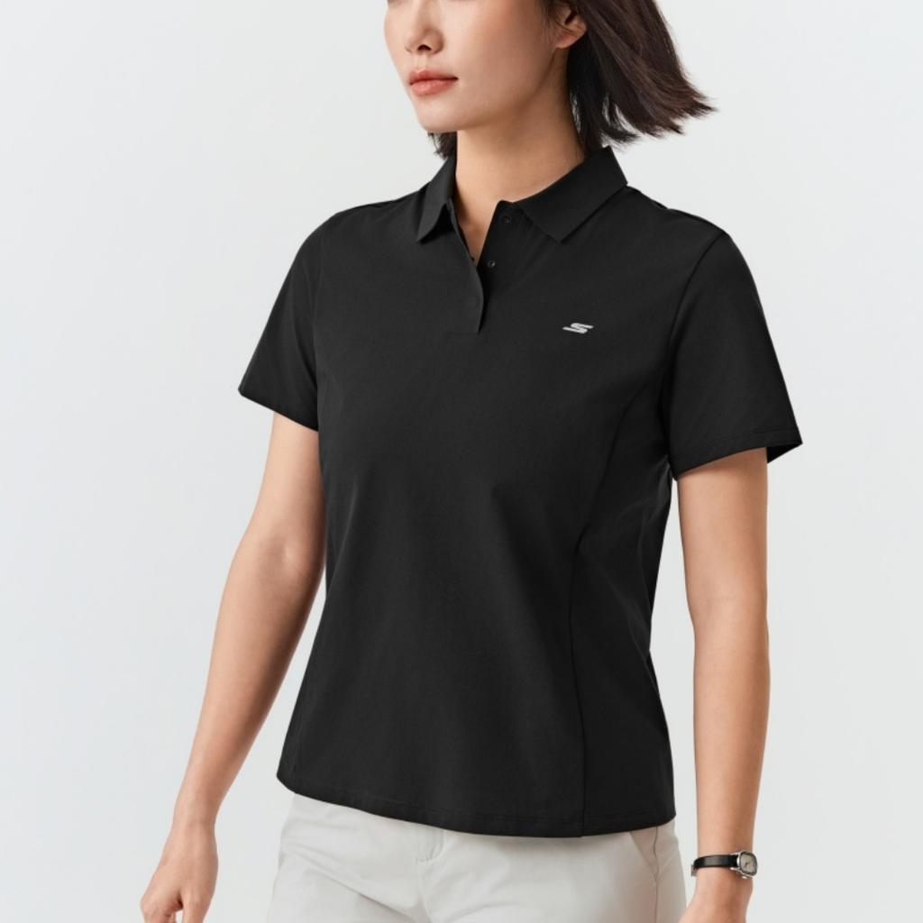 Skechers Moisture Wicking Quick Dry Knitted Polo Shirt Women Tops P226W177-0018
