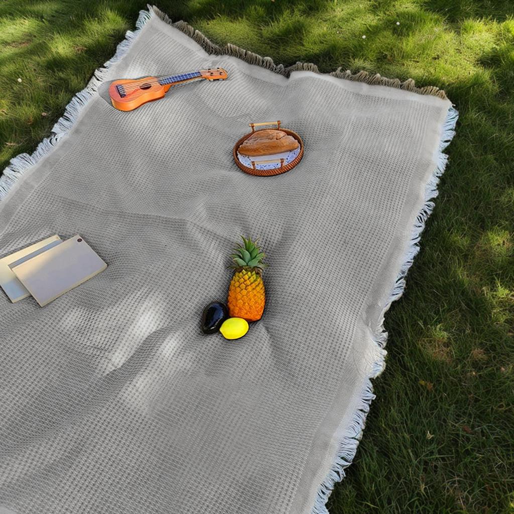 CAPASTEC Leisure Sheet Picnic Sheet 90x150cm Gray Outdoor with Fringe