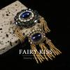 Vintage Gold Distressed Brooch: Rhinestone Tassel Corsage Chest Ornament