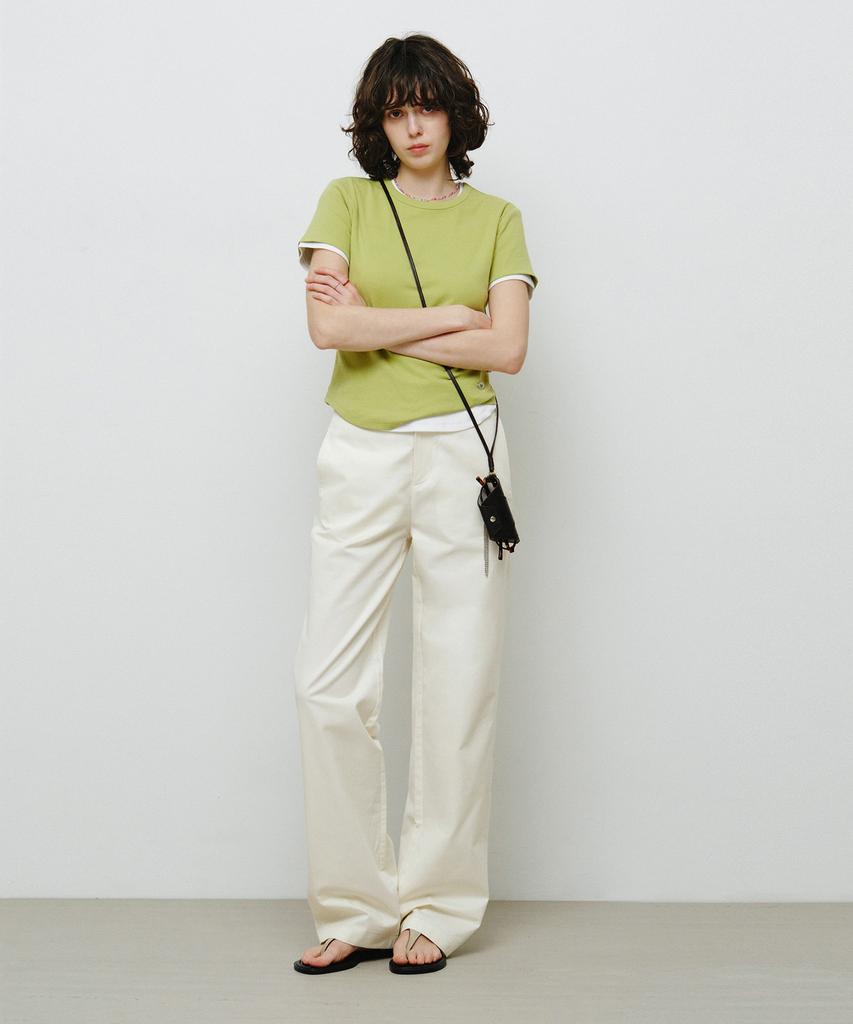 MONGDOL Button Pocket Straight Pants Ecru Mdpt078Ecru