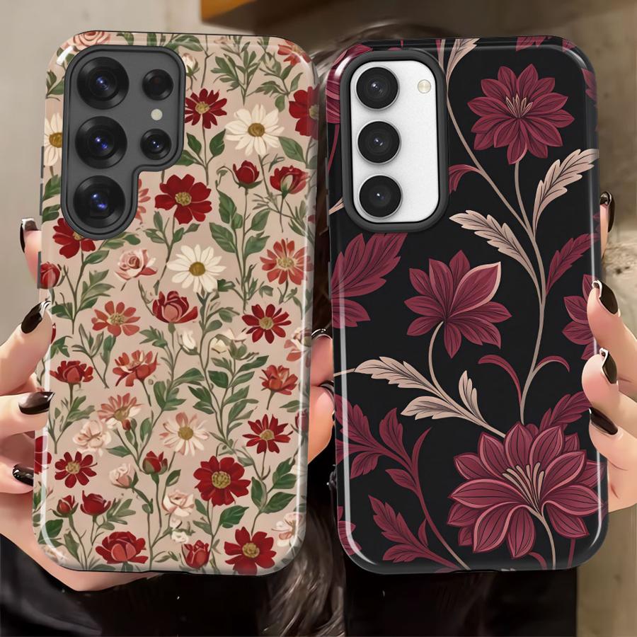Soft Cover Capa Phone Case for Samsung Galaxy S25 S20 FE S23 A26 S25Ultra A16 S23Ultra A56 S24 Ultra A36 Retro Little Flower