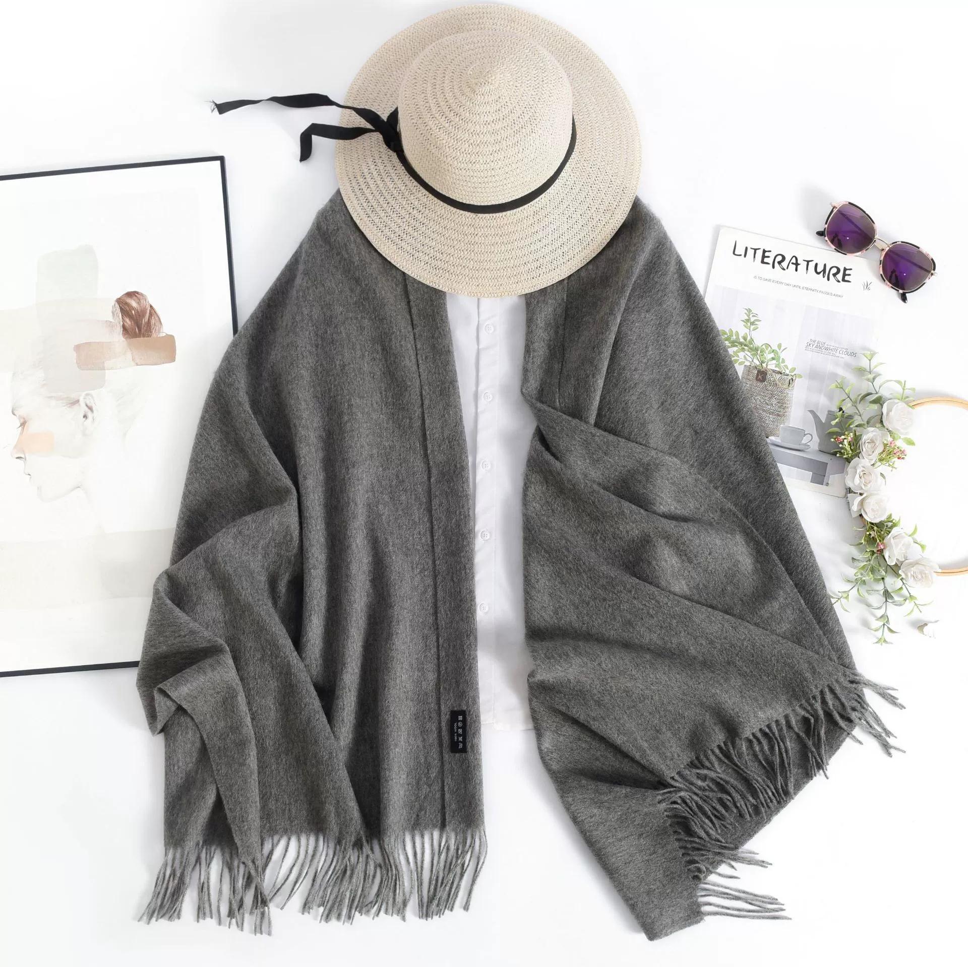 

Осень и Зима Однотонная Шаль 100% Шерсть Теплый Длинный Шарф Кондиционированный Утолщенные Шарфы Женские Кашемировые Шарфы 70x200cm