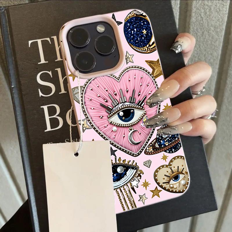 

Love Heart Eye Lychee Texture Silicone Phone Case For iPhone 17 Pro Max 14 Plus 11 12 13 14 15 16 Pro 17 Air Soft Cover iPhone 15 Pro