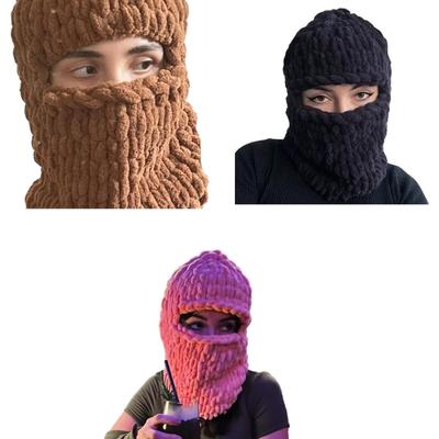 Knit Face Cover Hat Soft Plush Balaclava Cap for Women Winter Warm Mask Hat Adult Outdoor Activity Camping Cycling Cap