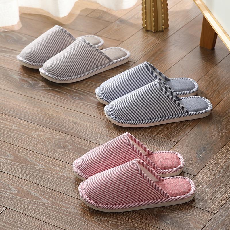 Cotton Slippers Men's Winter Warm Wear-resistant Home Couple Home Soft Bottom Indoor Floor Cotton Slippers Men's and Women's Autumn and Winter