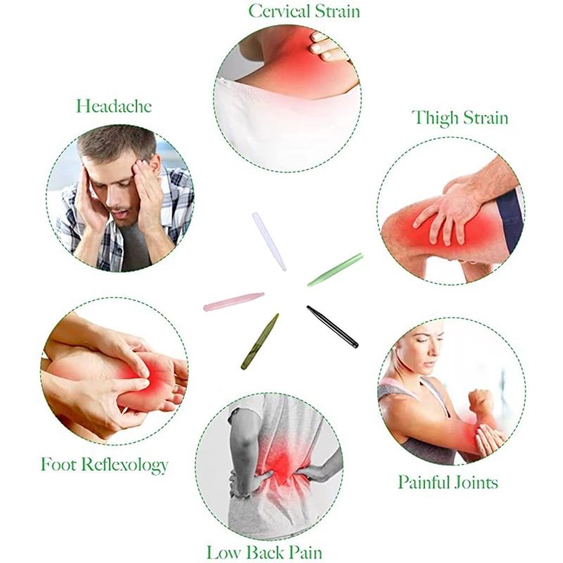 Quartz Acupressure Pen Massage Jade Gua Sha Massage Pen Eye Beauty Hand Massager Stick Trigger Point Massage Tools