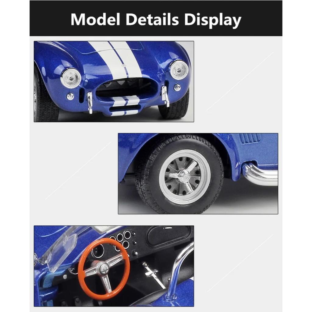 WELLY 1/24 1965 Shelby Cobra 427 S/C Alloy Classic Sports Car Model Diecasts Metal Retro Car Vehicles Model Simulation Kids Gift