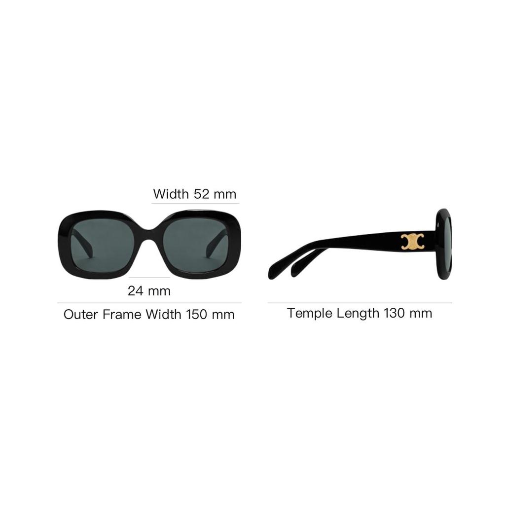 Celine Metal Patch Wide Frame Irregular Shape Sunglasses Women Sunglasses Black 4S262CPLB-38NO