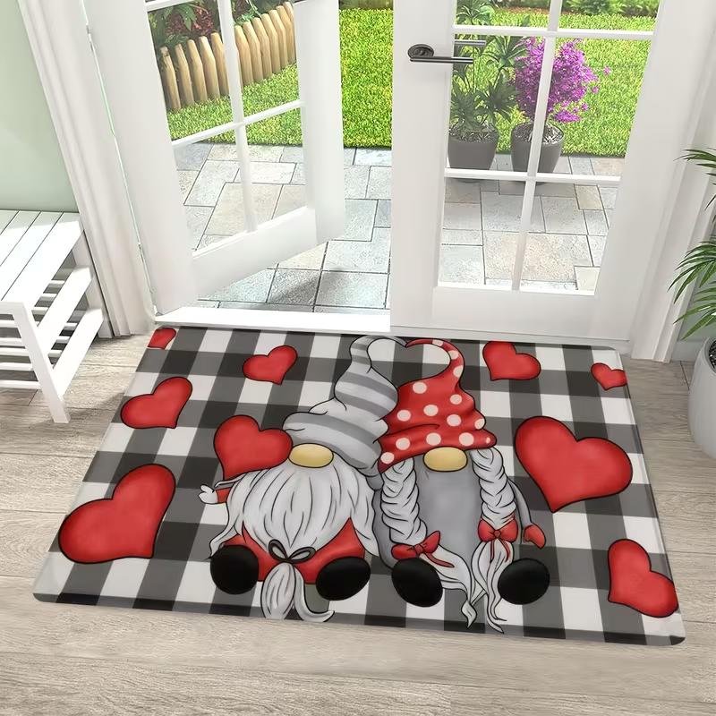 Cartoon Dwarf Love Heart Doormat Cute Sweet Dwarf Room Decor Carpet Valentine's Day Decor Rug Non-slip Home Decor Carpet