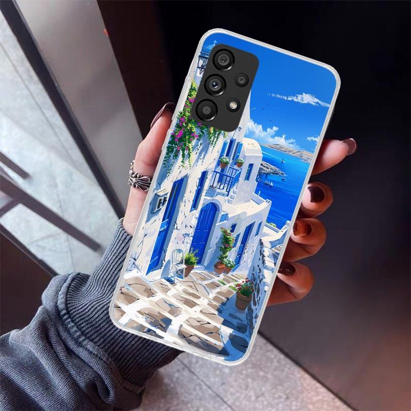 Greece In Summer Santorini Phone Case For Samsung Galaxy A12 A52S A42 A32 A22 A51 A50 Note 20 Ultra 10 S10 Plus A71 A70 A31 A30