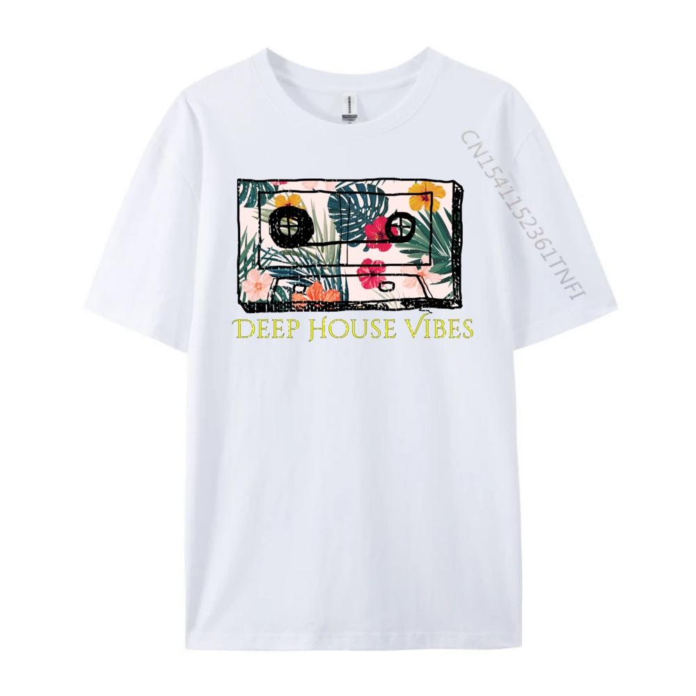 Deep House House Music Cassette Tape T Shirts For Men Original Mens TShirts Graphic Cotton Short Sleeve