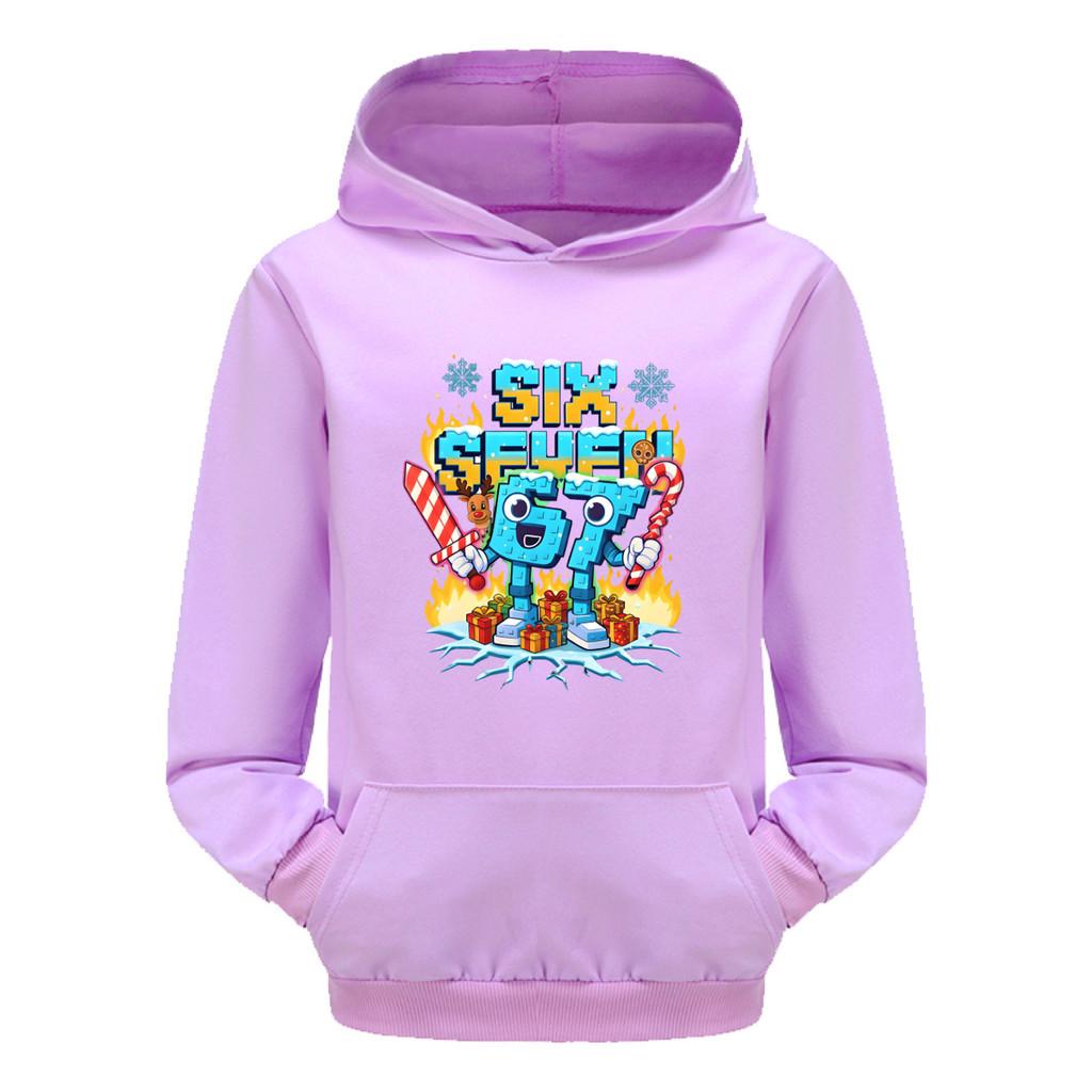 5193 Kinder Jungen Mädchen Steal a Brainrot 67 Six Seven Bedruckter Freizeit-Langarm-Hoodie Top