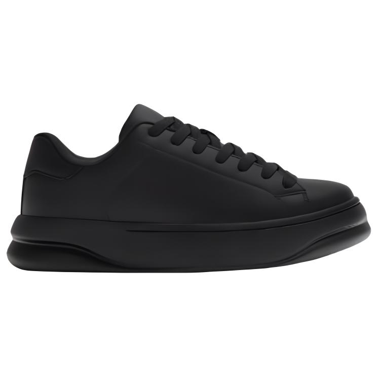 Zara Pu Round Toe Thick Sole Low Top Sneakers Men Sneakers Black 12255420800