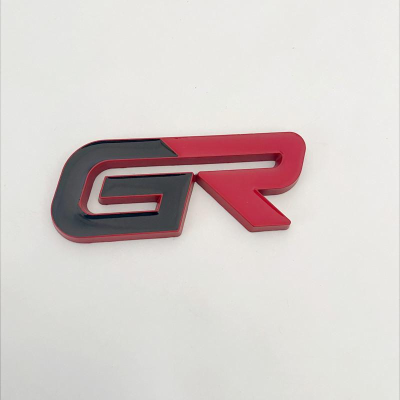 3D Metal Black Red Logo GR Emblem Letters Car Front Grill Badge For Hilux CHR Corolla Yaris GR Sticker Accessories
