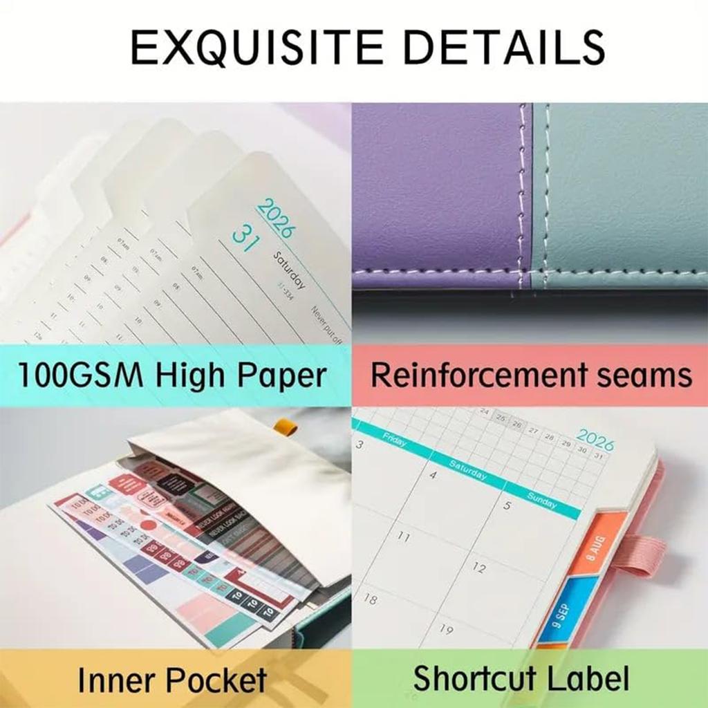 A5 English Planner Notebook 2026 Calendar Yearly Monthly Weekly Pages for Office Efficiency School and Daily Planning
