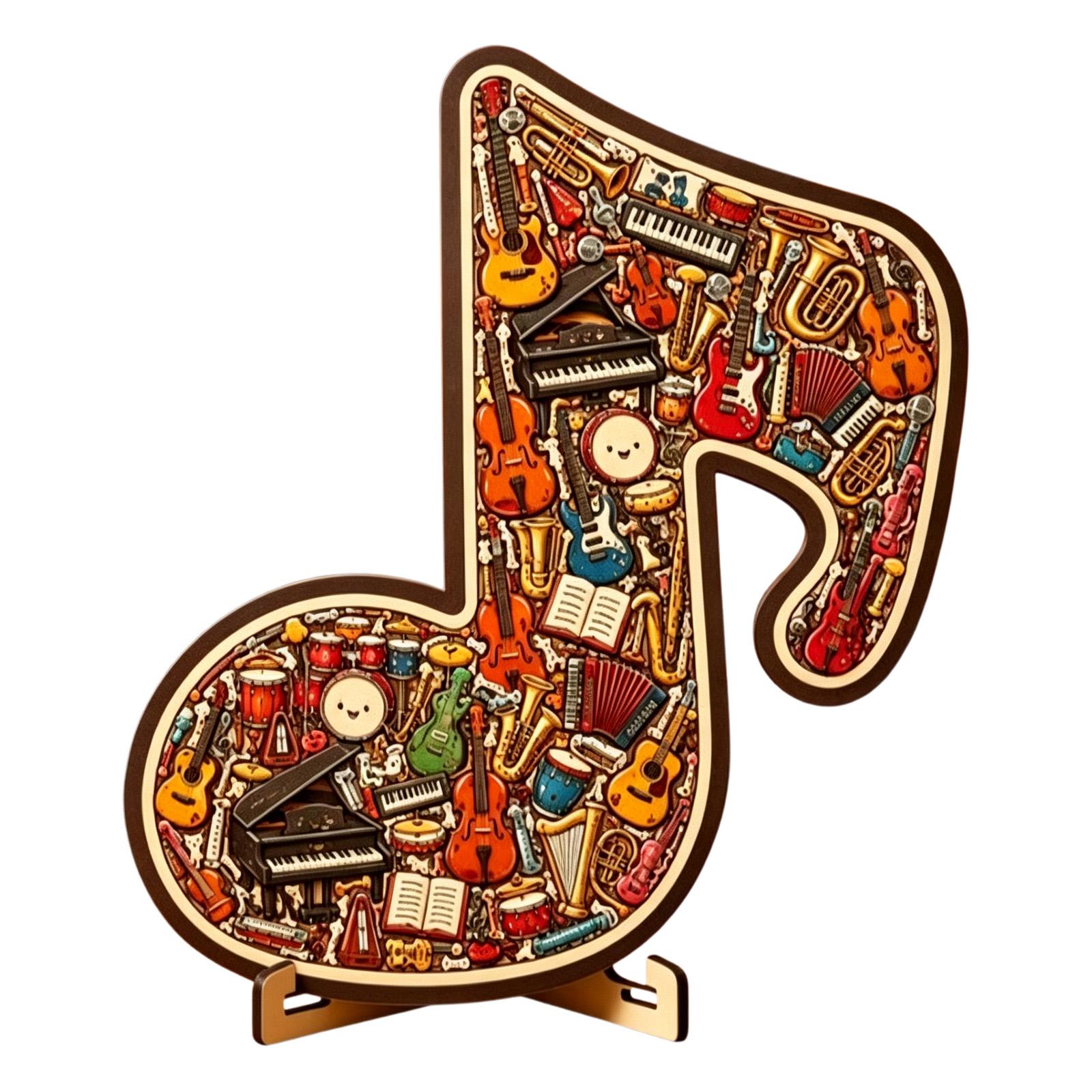 Wooden Music Note Puzzle Creative Musical Instrument Puzzle Decor Musical Notes Wood Ornaments for Home Decoration Gifts