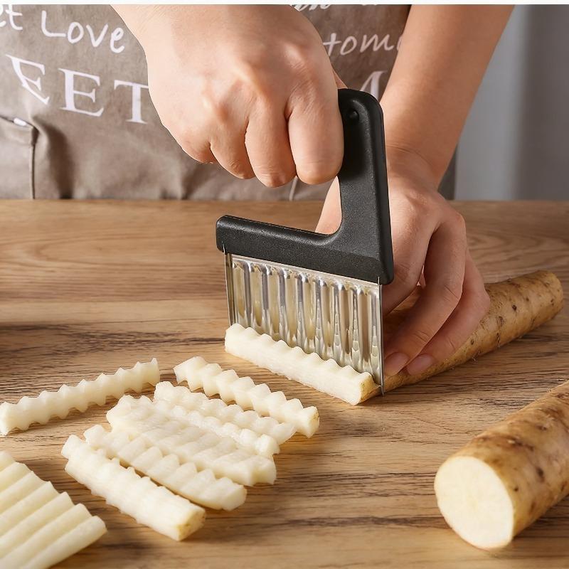 Stainless Steel Crinkle Wavy Slicer Knife for Potato Chip Dough Vegetable Fruit Cutter Chopper French Fry Maker Kitchen Tool