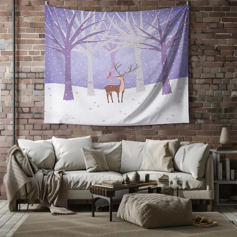Deer Forest Tapestry Woodland Wall Hanging Nature Landscape Home Decor Bohemian Room Aesthetic Gift Vintage Cottagecore Tapestry