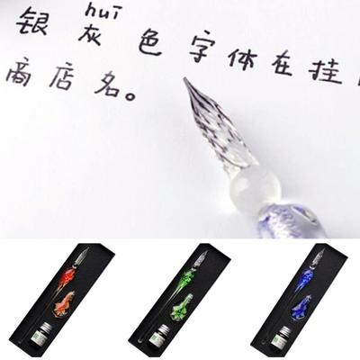 Ink Pen Easy Clean Writing Bright Color Student Gift Glass Pen