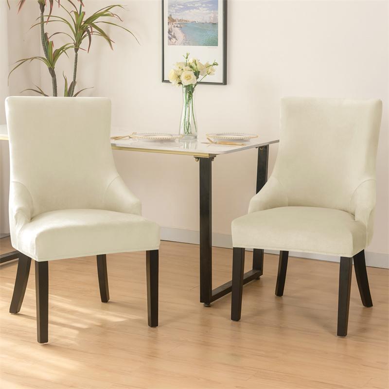 Velvet Elastic Dining Chair Cover Strech Spandex Chair Covers High Back Sloping Arm Chairs Slipcovers for Banquet Home Decor