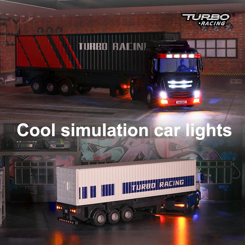 Turbo Racing C50 RC Truck, Tow Truck, 2.4GHz RC Car, Semi-Trailer Truck, 4-Wheel Drive, Proportional Control, Turbo Racing Car Toy, Complete Set