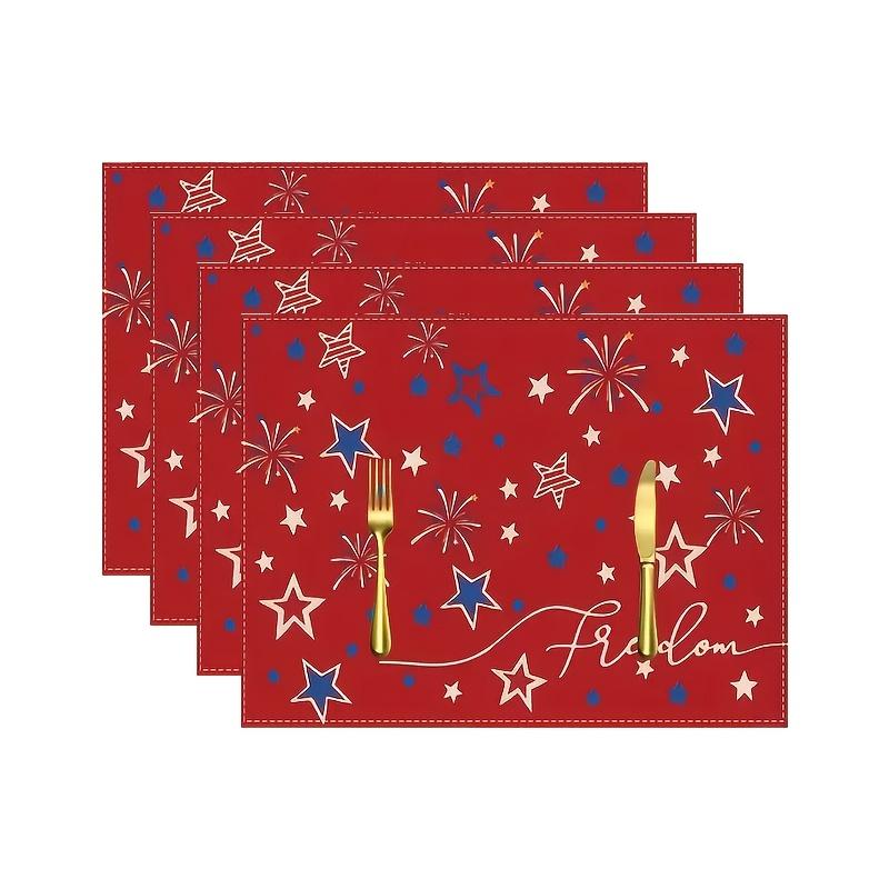 1pc American Star Flag Placemats, Patriotic Memorial Day Table Mats, Suitable for Party Kitchen Restaurant Decoration