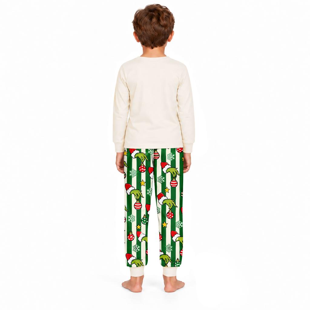 Family Matching Parent-Child Long Sleeve and Pants Pajama Set Loungewear for Home Wear