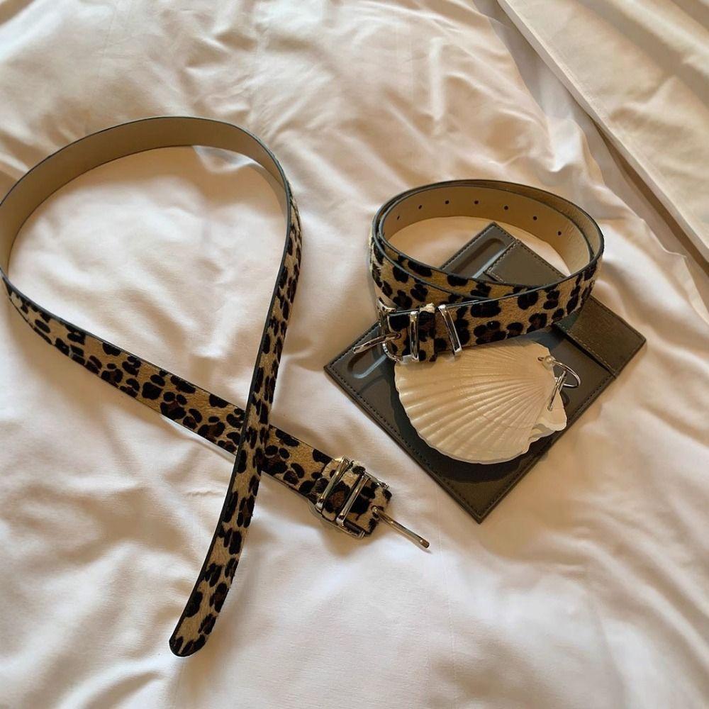 Y2K Leopard Print Belt Plush Punk Waistband Korean Style PU Leather Waist Belt Female/Girls