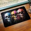 Artistic Skull Design Doormat, Polyester Non-Slip Machine Washable Rug for Entryway Living Room Bedroom Kitchen Decor